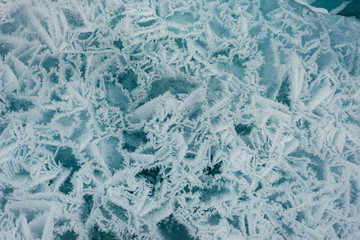 The ice cracked on a lake.