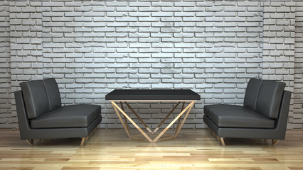 Sofa and Table Design Modern and Luxury minimal style 3d rendering