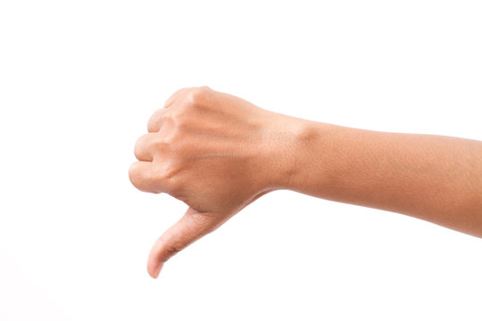 hand with thumb down gesture, isolated
