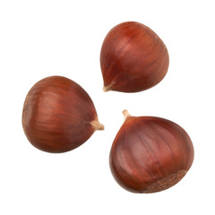 Chestnuts isolated on white background