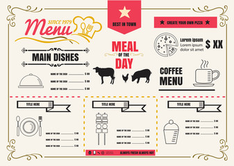 Brochure or poster Restaurant  food menu with Background vector