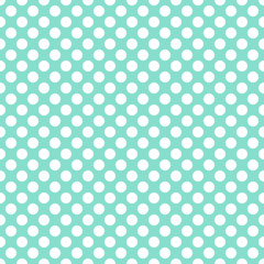 aqua & white polka dot pattern, seamless texture background