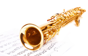 Obraz premium Musical notes and saxophone