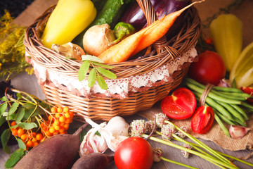 Organic vegetables in a basket