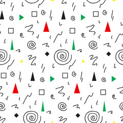 Seamless geometric pattern in retro 80s style, memphis