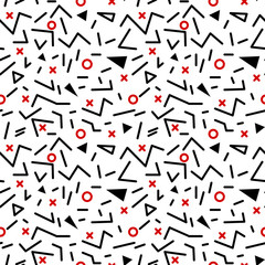 Seamless geometric vintage pattern in retro 80s style, memphis. Ideal for fabric design, paper print and website backdrop. EPS10 vector file