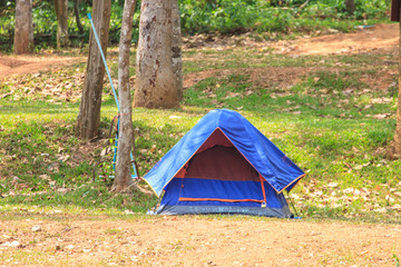 Colorful tent on the camping ground