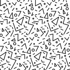 Seamless geometric vintage pattern in retro 80s style, memphis. Ideal for fabric design, paper print and website backdrop. EPS10 vector file