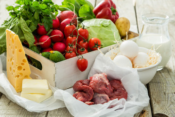 Selection of fresh products from farmers market