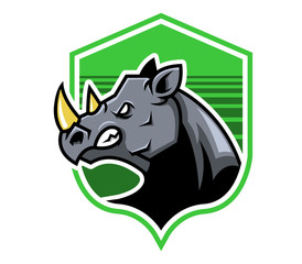 Vector illustration of green badge Rhino