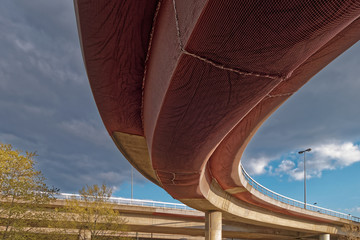 Safety net on a damaged bridge at Ludwigshafen in Germany in April 2016.