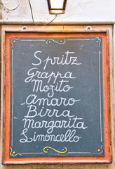  Italian bar sign with traditional drinks © Marzia Giacobbe