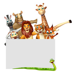 3d rendered illustration of wild animal with white board