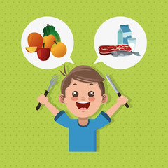 Illustration of kids menu, vector design, food and nutrition related