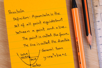 Lecture Notes in Mathematics. Parabolas and quadratic theory.
