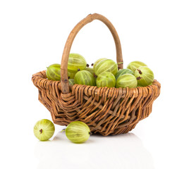 Green gooseberries, on white background