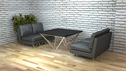 Sofa and Table Design Modern and Luxury minimal style 3d rendering
