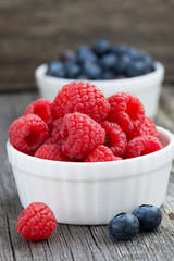 seasonal berries - raspberries and blueberries 