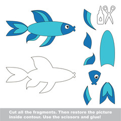 Paper kid game. Easy application for kids with Blue Fish