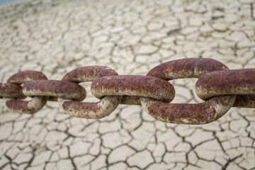 large steel chain, rust