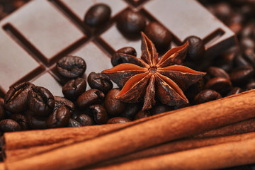 Coffee, chocolate and spices