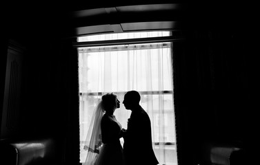 Silhouette of wedding couple