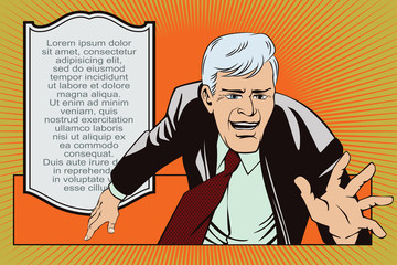 People in retro style pop art. Running Man.