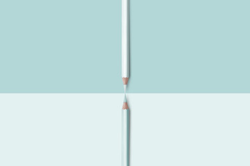 line of pastel light blue color pencils