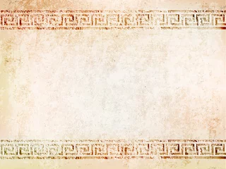 Poster background antique wall with cracks with greek ornament meander.vector illustration © sunshine7900