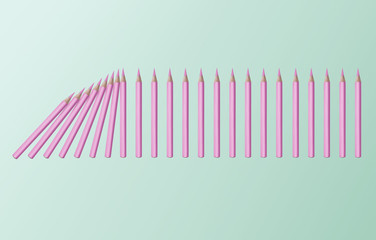 Pastel pink color domino effect concept