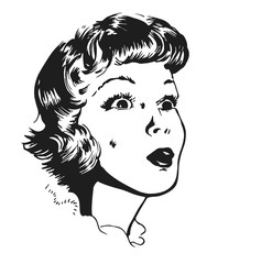 Surprised girl - retro look vector