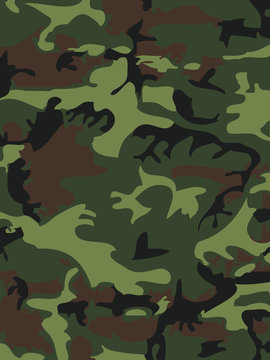 Camouflage pattern background. Woodland style. Vector illustration