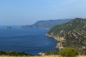 View from the old village (Chora) of Alonnisos, Alonnisos island, Northern Sporades, Aegean sea, Greece, Europe