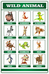 Fototapeta premium wild animal chart