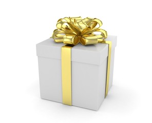 gift box with bows isolated on white. 3d rendering.