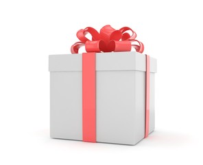 gift box with bows isolated on white. 3d rendering.