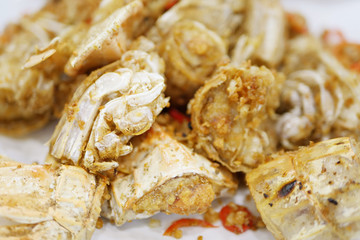 deep fried mantis shrimp with garlic and chili