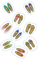 Baby shoes sticker. Labels vector.