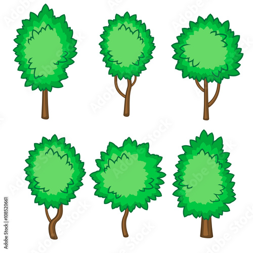 "Set of six young trees" Stock image and royalty-free vector files on