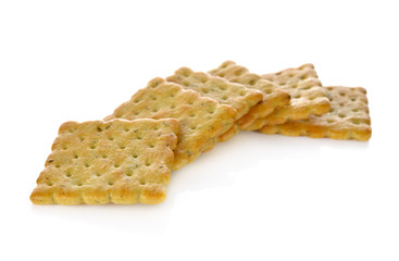 vegetable crackers on white background