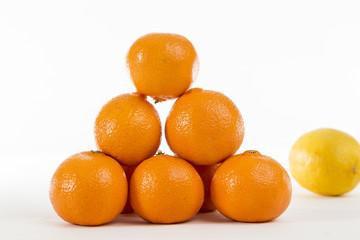 Bright Orange Clementines on a bright background