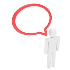 3d man with talk bubbles isolated over a white background. 3d rendering.