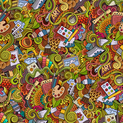 Naklejka premium Cartoon vector art and craft seamless pattern