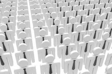 group of people figures on white background. 3d rendering.