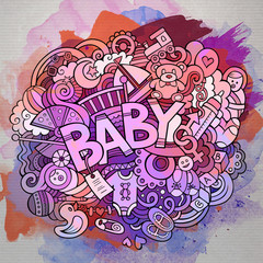 Cartoon vector hand drawn Doodle Baby illustration