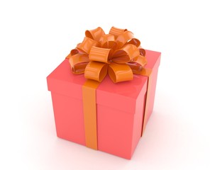 gift box with bows isolated on white. 3d rendering.
