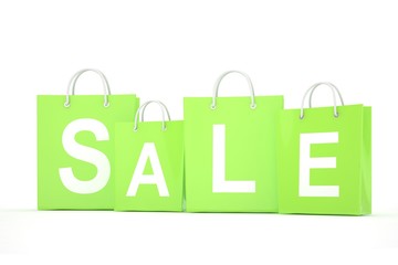 sale written on shopping bag. 3d rendering.