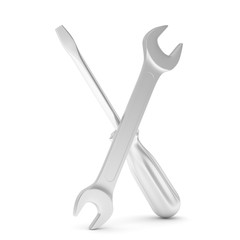 3D Illustration Wrench and screwdriver, service concept