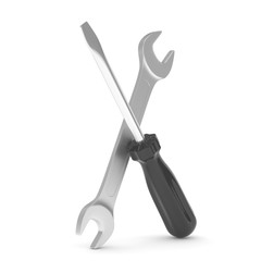 3D Illustration Wrench and screwdriver, service concept