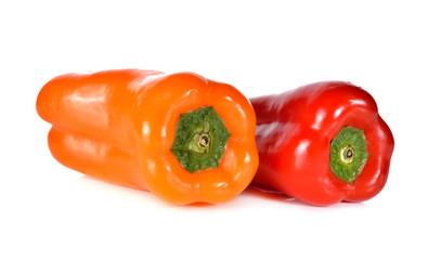 fresh Aura sweet red and orange pepper on white background